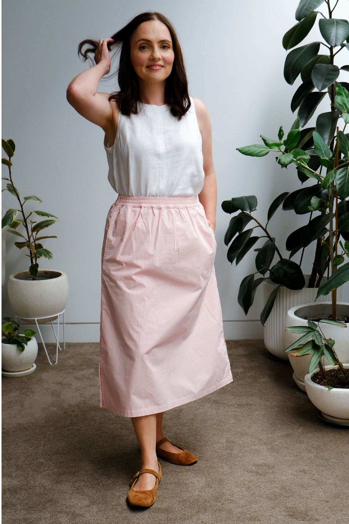 Cove Midi Skirt - Peach Stripe - On A Good Day -
