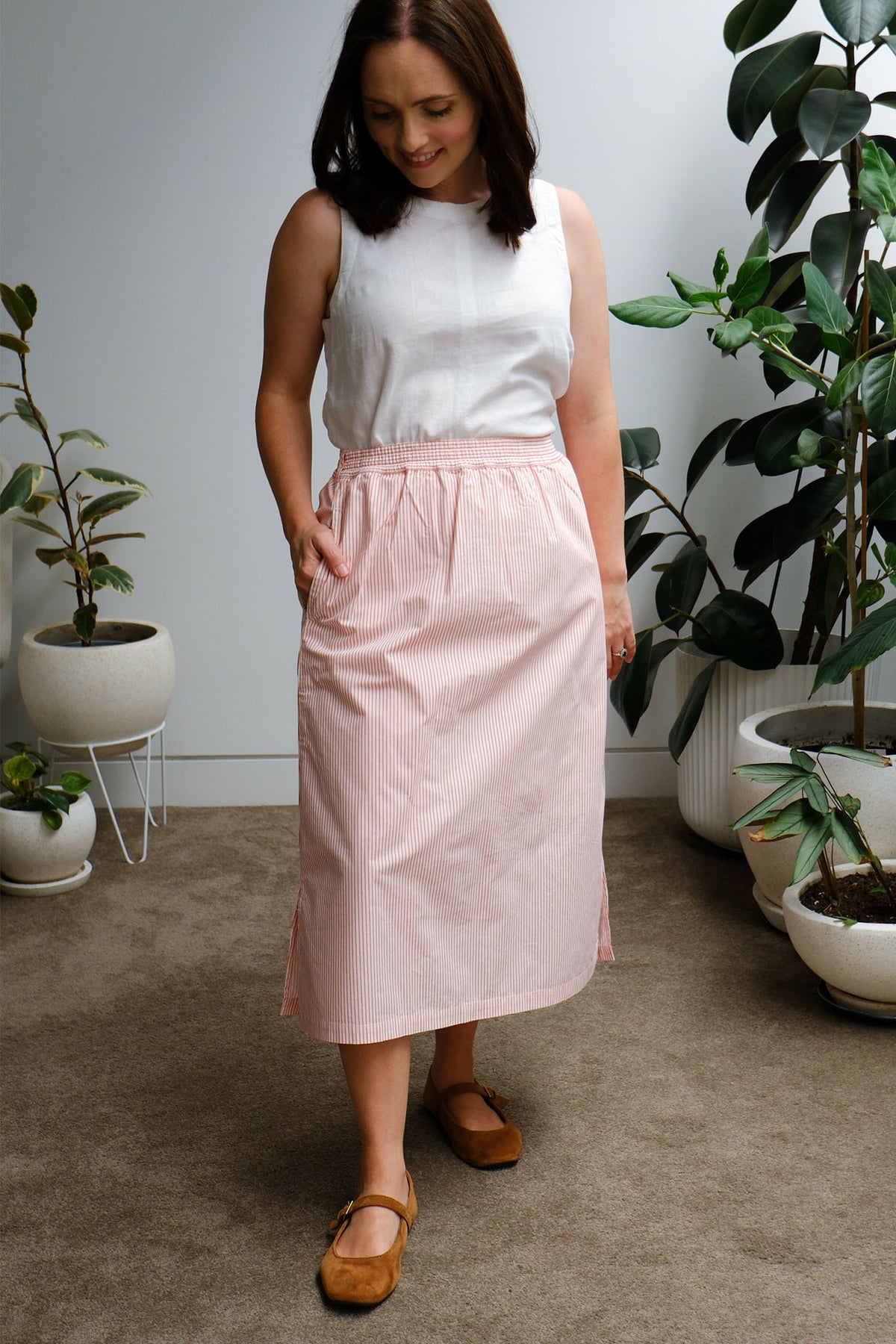 Cove Midi Skirt - Peach Stripe - On A Good Day -