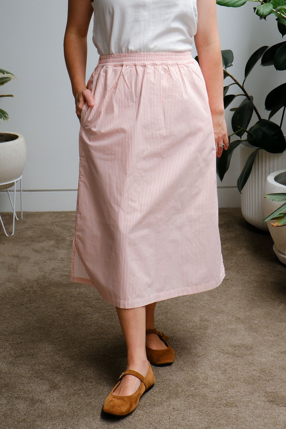 Cove Midi Skirt - Peach Stripe - On A Good Day -