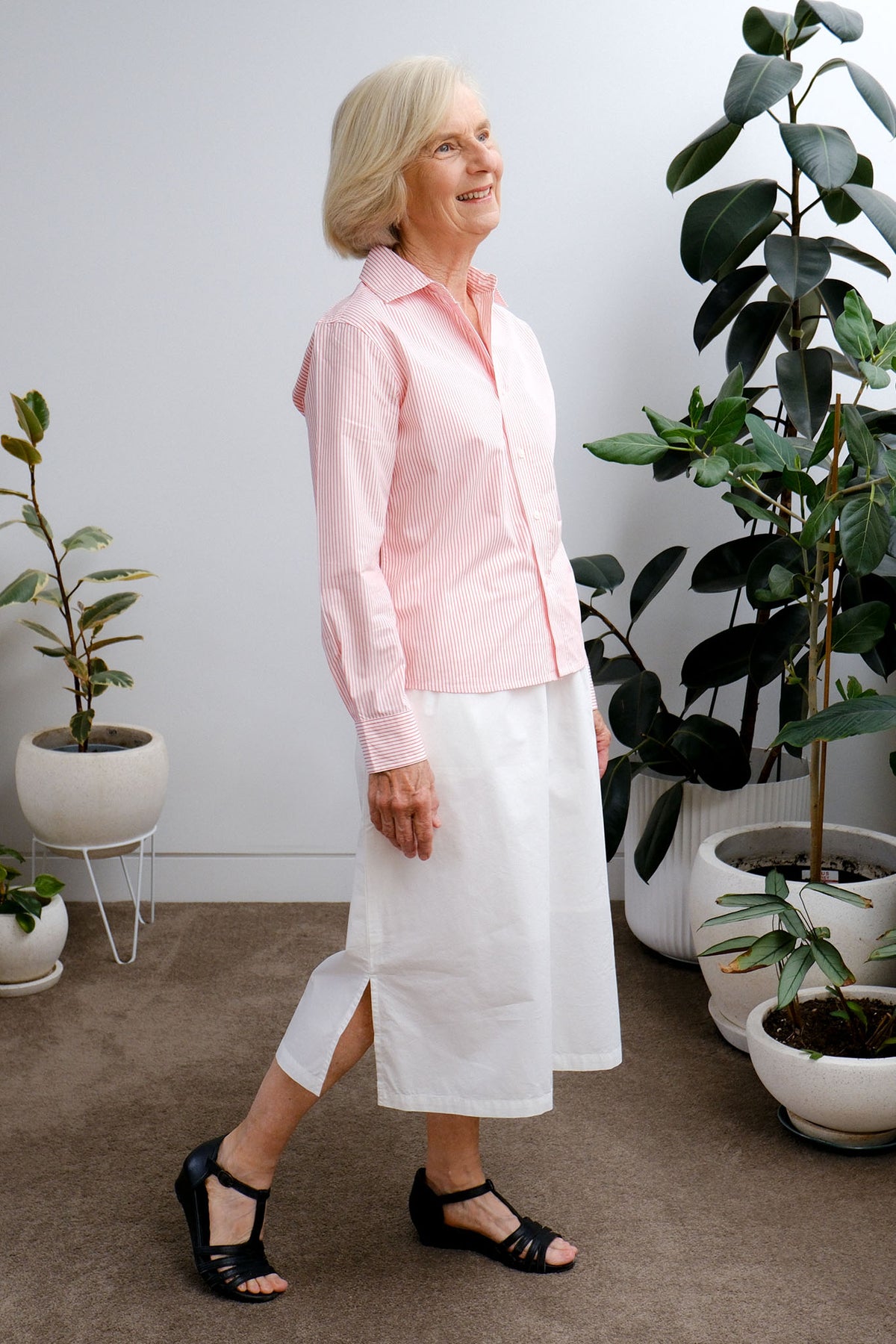 Lane Shirt - Peach Stripe - On A Good Day - Tops