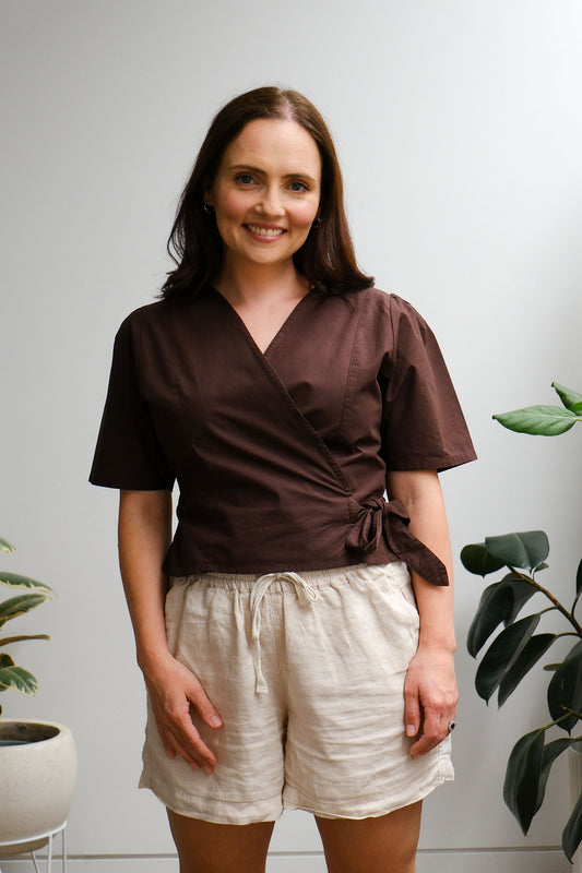Terrace Wrap Top - Dark Chocolate - On A Good Day - Tops