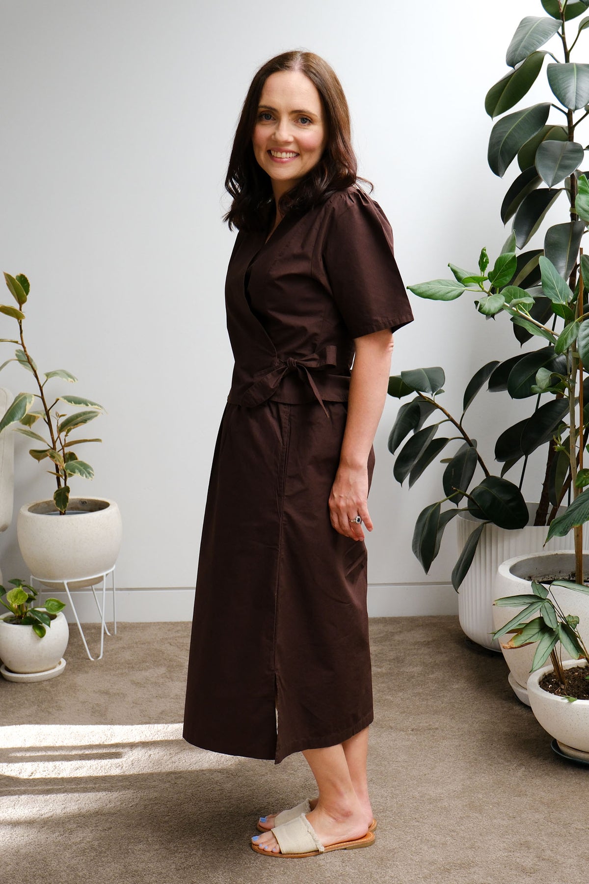 Terrace Wrap Top - Dark Chocolate - On A Good Day - Tops