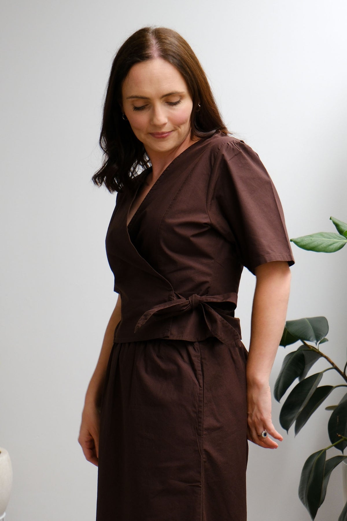 Terrace Wrap Top - Dark Chocolate - On A Good Day - Tops