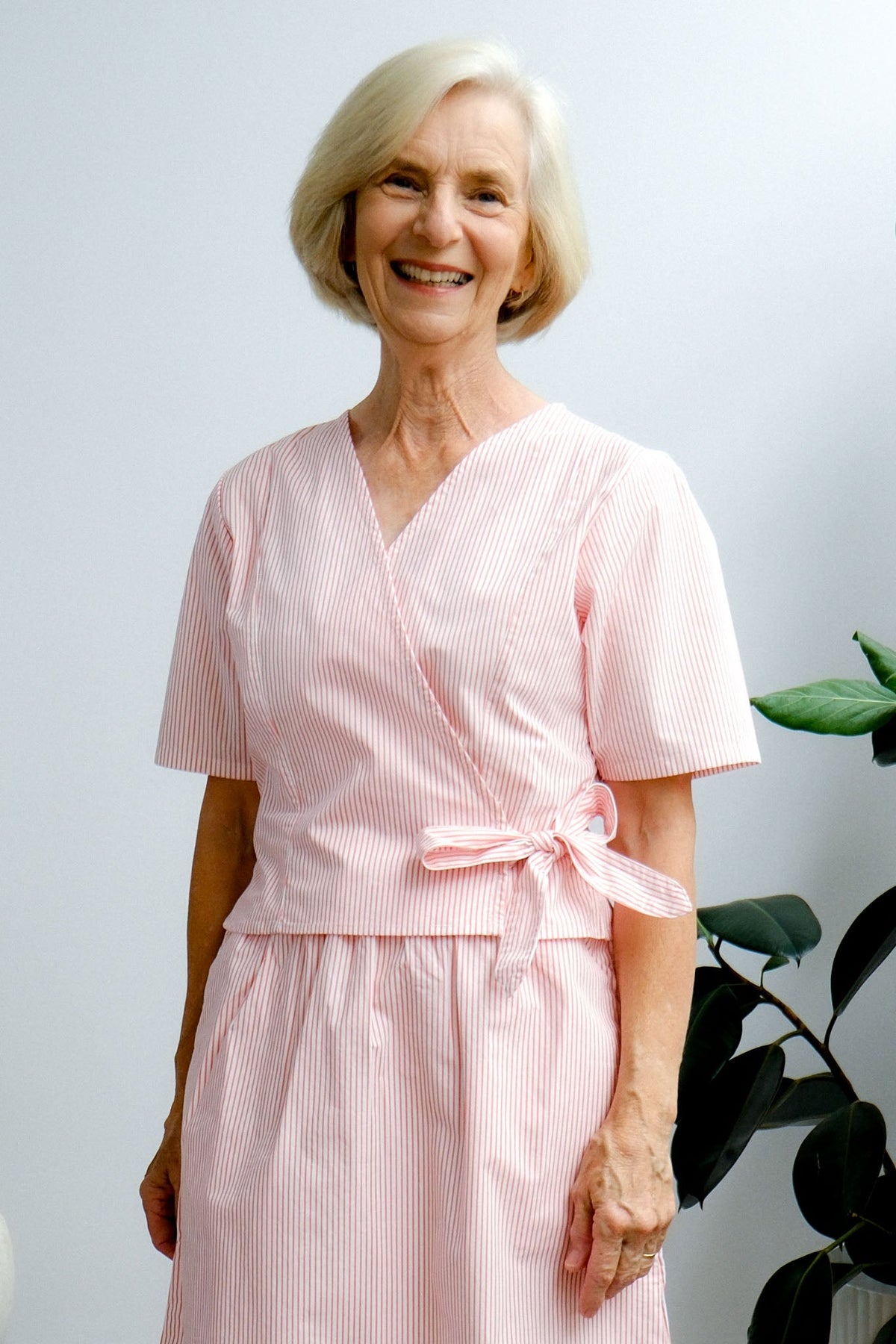 Terrace Wrap Top - Peach Stripe - On A Good Day - Tops