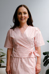 Terrace Wrap Top - Peach Stripe - On A Good Day - Tops